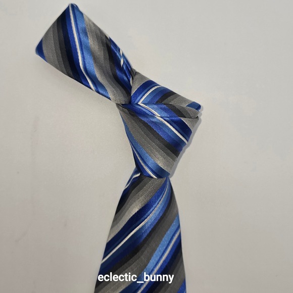 Van Heusen Other - Van Heusen Silk Necktie Blue Gray Striped Classic Men's Tie 58" x 3.75"